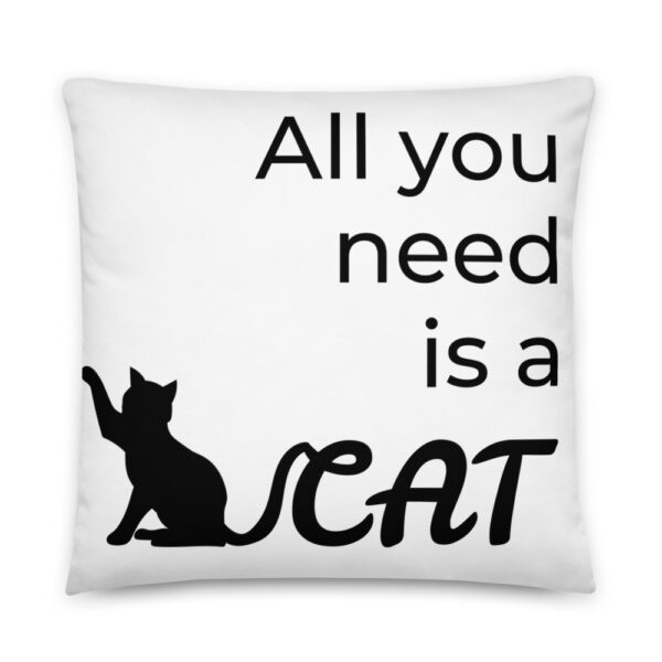 Kissen mit Katzenmotiv - "All you need is a cat" Design in Weiß