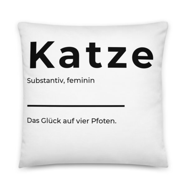 Kissen mit Katzenmotiv - "Definition Katze" Design in Weiß