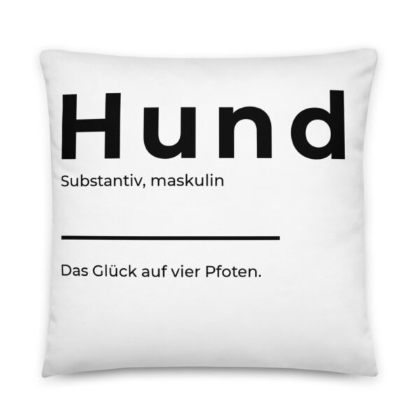 Sofakissen mit Hundemotiv - "Definition Hund" Design in Weiß