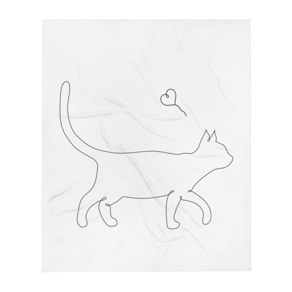 Decke mit Katze - Lineart-Design in Weiß