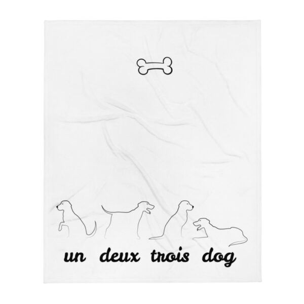 "Un Deux Trois Dog" - Decke mit Hundemotiv - Design in Weiß