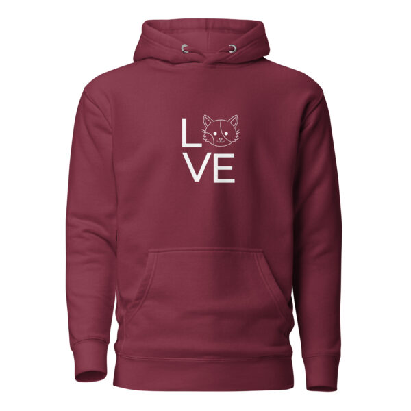 Hoodie mit Katze - Love Cat Unisex-Kapuzenpullover in Rot