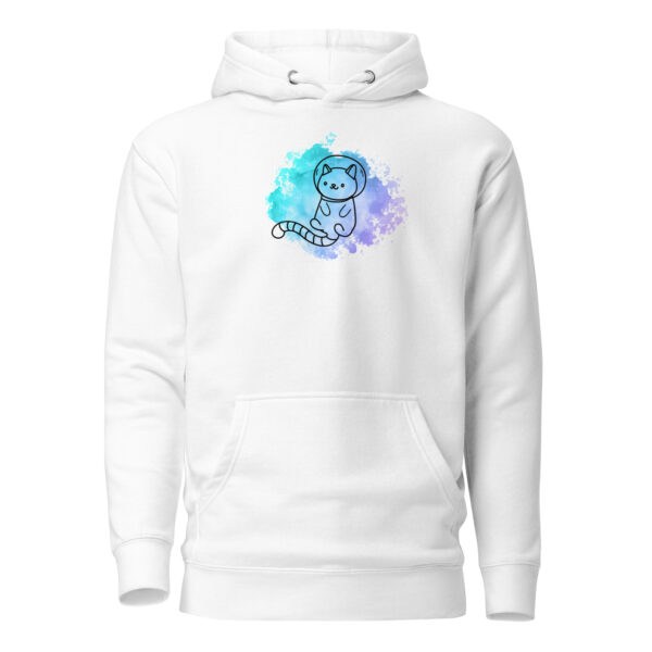 Space Cat Hoodie - Unisex-Kapuzenpullover in Weiß mit niedlichem Katzen-Raumanzug-Design