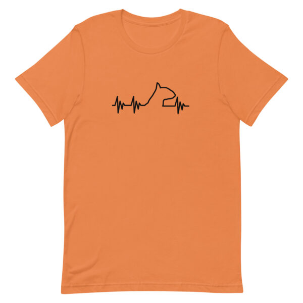 T-Shirt Herzschlag Hund - Unisex-T-Shirt in Orange mit Herzschlag-Hund-Motiv