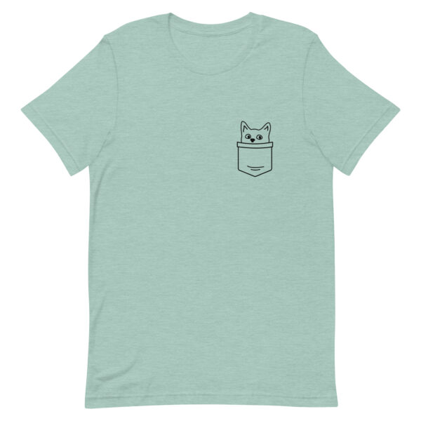 Katze in Tasche - Unisex-T-Shirt in Mintgrün mit Katzengrafik in Taschenoptik