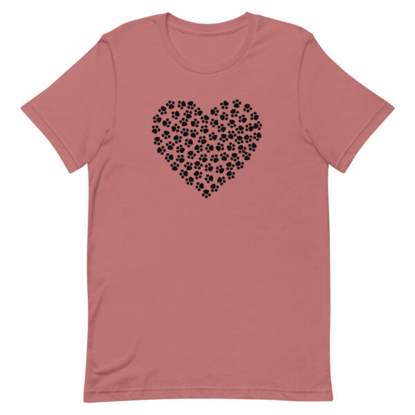 Pfotenherz - Unisex-T-Shirt in Rosa mit Pfotenabdruck-Herzmotiv